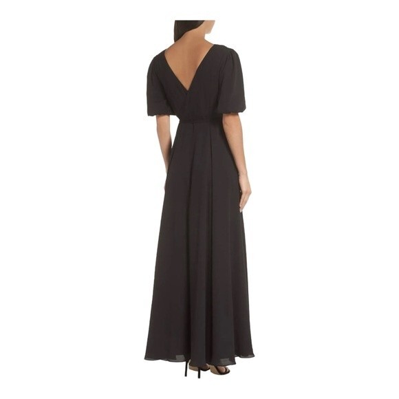 FAME AND PARTNERS V-Neck Georgette Wrap Gown Dress Size 12 - Picture 2 of 9